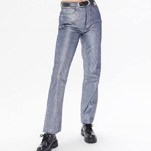 Urban Outfitters BDG blue metallic jeans high waist relaxed straight sz 25
